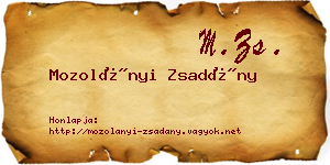 Mozolányi Zsadány névjegykártya